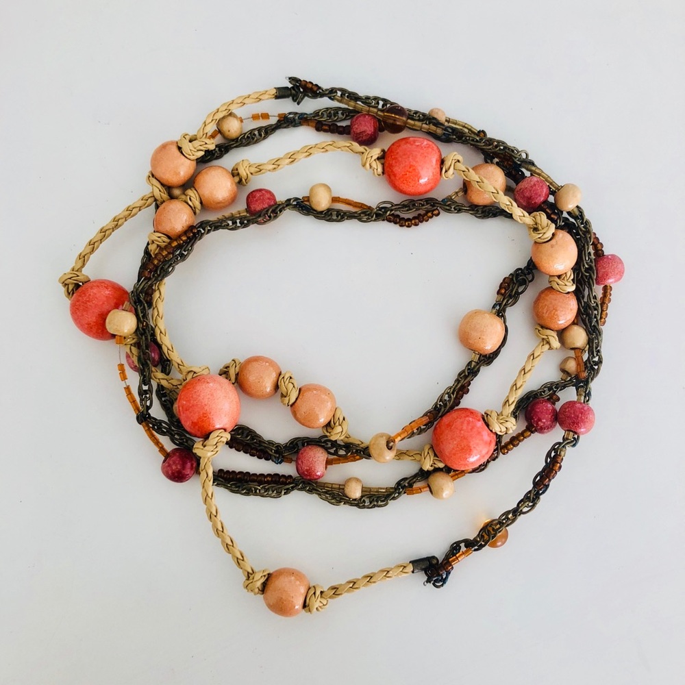 Boho Orange Beaded Necklace